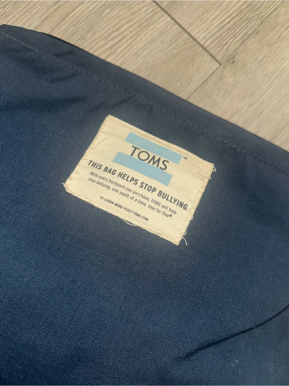 TOMS Stand Up Navy Blue Backpack Bag with Tribal Strap Accents